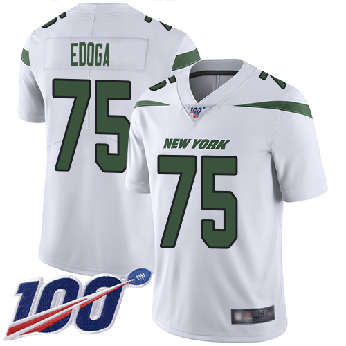 New York Jets Limited White Youth Chuma Edoga Road Jersey NFL Football #75 100th Season Vapor Untouchable->new york jets->NFL Jersey